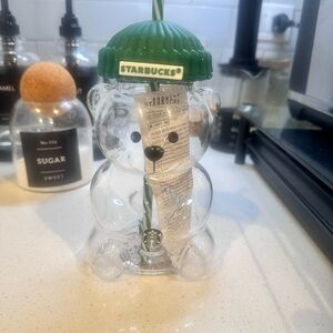 Starbucks Clear Bear Tumbler with Green Lid